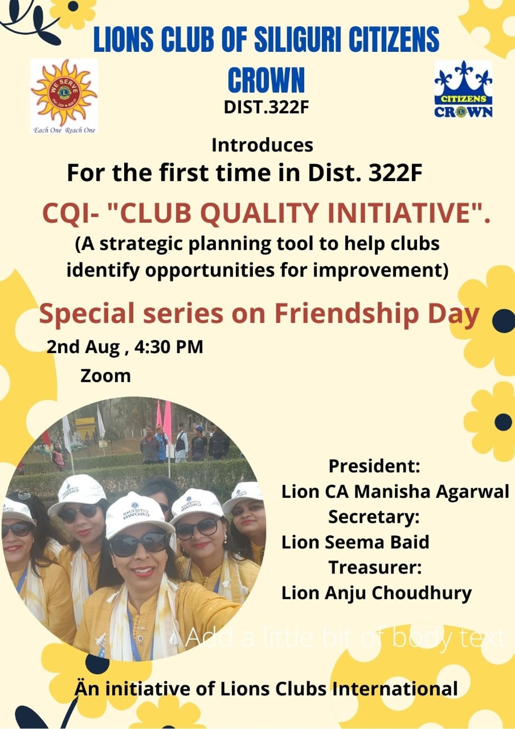 Lions322F implementation of Club Quality Initiative -CQI by Lions Club of Siliguri Citizens Crown